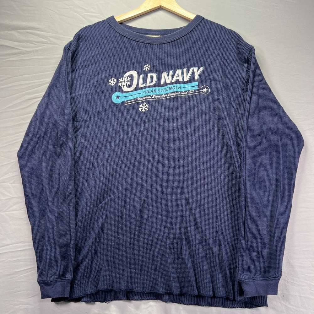 Vintage Y2K Old Navy Thermal Shirt Mens 2XL Blue Long Sleeve Base Layer Polar